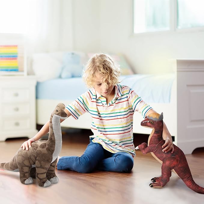 Pachycephalosaurus Plush Toy, 17" Dinosaur Stuffed Animal Throw Plushie Pillow Doll, Soft Blue Fluffy Friend Hugging Cushion - Present for Every Age & Occasion