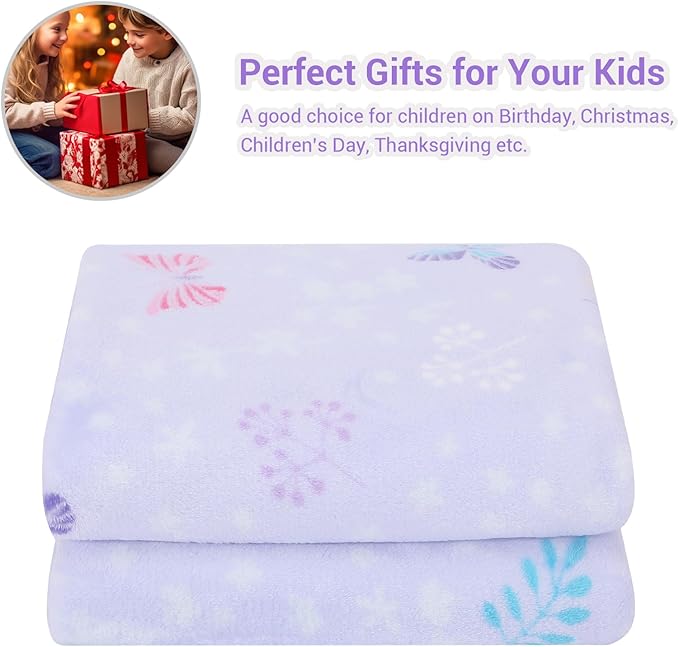 Viviland Kids Throw Blanket, Purple Butterfly Blankets for Kids, Soft Warm Lightweight Plush Throw Blanket Fleece Throw Blanket for Sofa Chair Couch Bed, for Kids, 30" x 40"