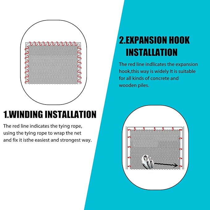 Kids Outdoor Balcony & Playground Climbing Net - Knotless Polyester Sports Netting