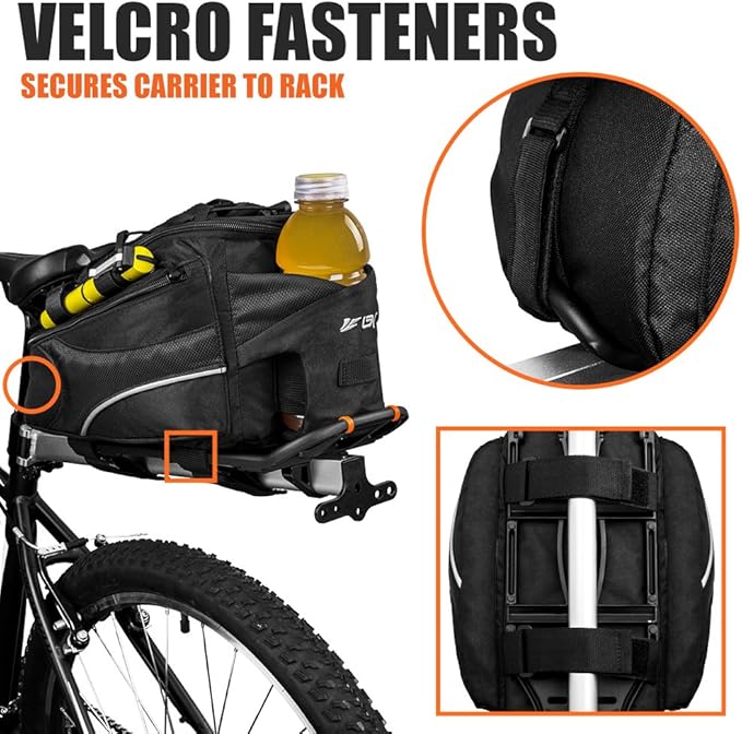 BV Bike Bag - Rear Bike Saddle Bag with Secure Velcro Mount & Shoulder Strap - Pump Holder, Bottle Pocket & Reflective Trim - Ideal for Work, Commute & Everyday Cycling - Bike Bags for Bicycles