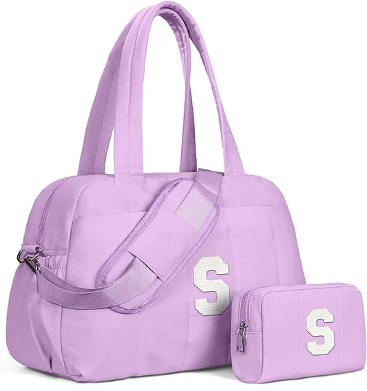 Stocking Stuffers for Teen Girls-Gifts for Women Unique Initial Duffle Bag, Carry On Bags，Overnight Bag with Wet Pocket，Lightweight Travel Bags Personalized Gym Tote with Makeup Pouch