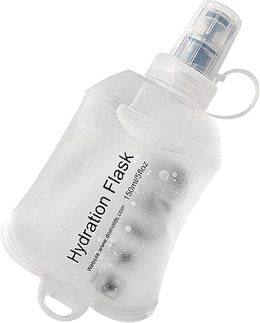 CLINTT 150ml Soft Flask, Foldable Running Water Bottle, TPU Folding Soft Water Flask, BPA-Free Collapsible Flask for Hydration Pack Running Vest, Cycling, Climbing, Hiking - 1Pcs, White