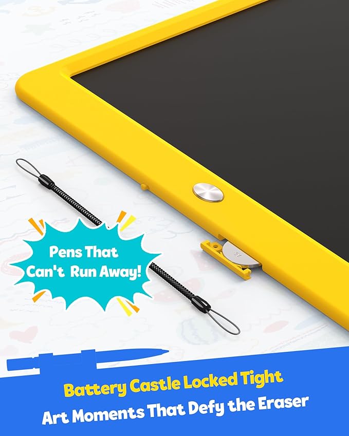 TEKFUN LCD Writing Tablet Doodle Board, 12inch Colorful Drawing Tablet Writing Pad, Kids Travel Essentials, Toddler Toys 6 7 8 Year Old Girls Boys (Yellow)
