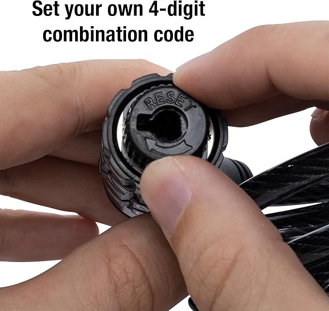 Master Lock Black Set Your Own Combination Bike Lock, Metal Cable Lock has a Weather Resistant Vinyl Coating for Outdoor Equipment, Bicycles, 6 Feet Long, 8114D