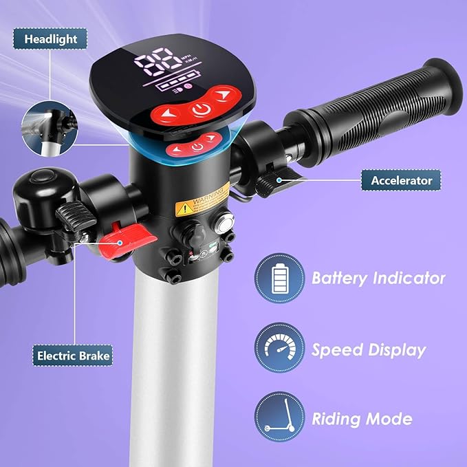 Caroma Electric Scooter for Kids Ages 6-14, 250W Motor Foldable Kids Electric Scooter,160 Mins Ride Time & 3 Speeds (6/10/15 Mph), LED Display & Dual Brake,Best Gift for Girls and Boys