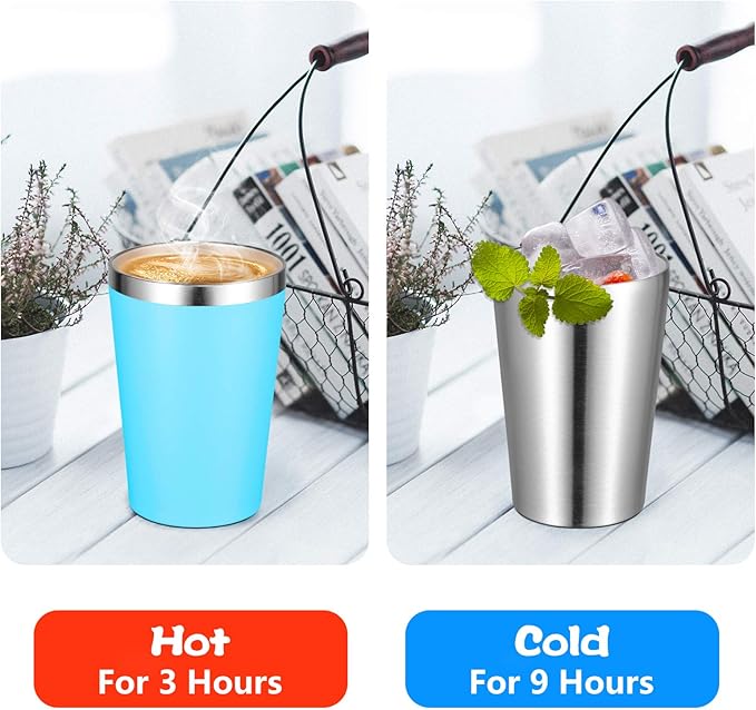 VEGOND 12oz Tumbler Stainless Steel Tumbler bulk Vacuum Insulated Double Wall Travel Tumbler with Lid and Straw Reusable Tumbler, Sky blue 6 Pack