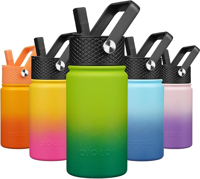 BJPKPK Insulated Water Bottle with Straw Lid, 15oz Cute Water Bottles, Stainless Steel Metal Thermo, Reusable BPA Free Leak Proof Tumblers, Cups,Bamboo Grove