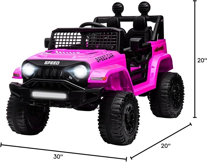 12V Ride On Car, Electric Car for Kids, Ride on Toys, Kids Cars with 3 Speeds Adjustable, Bluetooth, Parent Remote Control, Spring Suspension, AUX Port-Pink