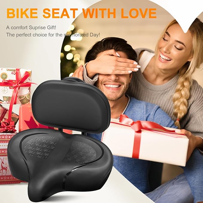 2024 New Noseless Bike Seat Cushion for Men & Women - Extra Padding & Comfort Wide Bicycle Seat, Oversized Comfortable Saddle for Peloton Bikes, Exercise Bikes, Electric Bikes, Cruiser Bikes