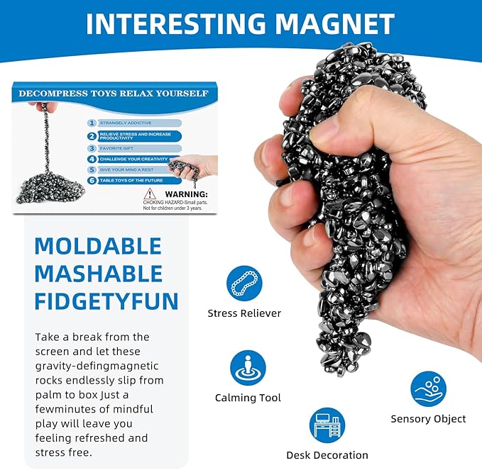 1100pcs Desk Fidget Toys for Adults, Stress & Anxiety Relief, Sensory Fidget Toys for Office, ADHD, Autism,Ideal Gift (1100Pcs Black)