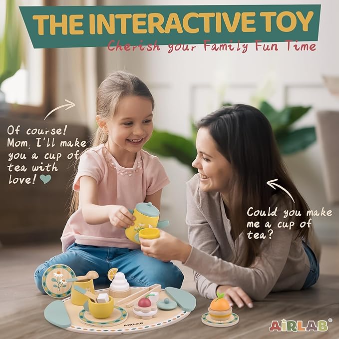 Tea Sets for Toddlers 3-5 Girl Birthday Gift 3 Year Old Princess Party Wooden Play Food Toy Sets for Kids Kitchen Accessories Age 3 4 5 6 Wood Educational Toys