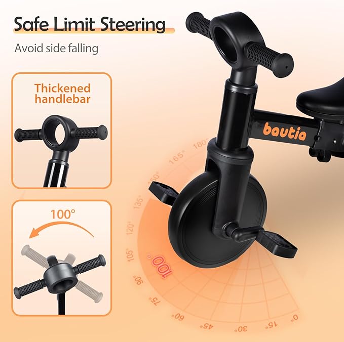 Tricycle for Toddlers 1-3, 4 in 1 Baby Balance Bike 1 2 Year Old Boy Girl Birthday Gift, Kids Bicycle Outdoor Toy with Removable Pedals