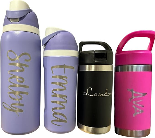 Personalized 12oz tumbler Kids water bottle with name Stainless steel tumbler Cold Hot drink (Vertical/Horizontal Name)