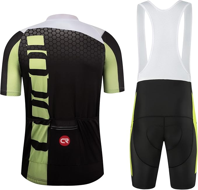 Coconut Ropamo CR Men's Cycling Jersey Set Road Bike Jersey Zipper Pocket Bib Shorts with 4D Padded Cycling Clothing Set