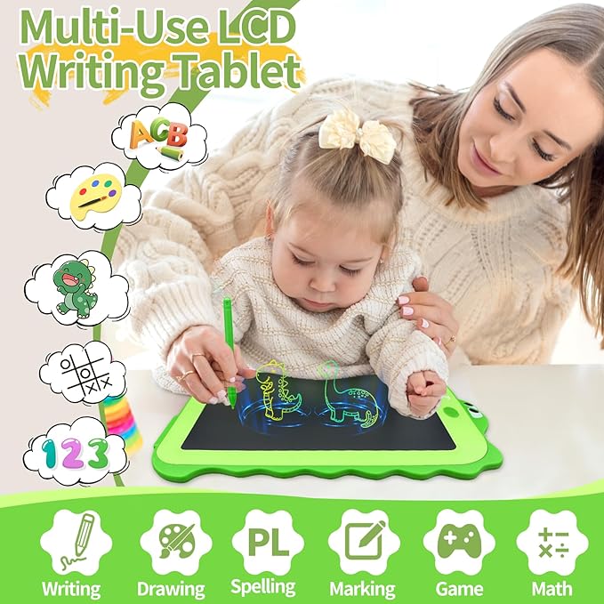 LCD Writing Tablet for Kids - 8.5 Inch Colorful Dinosaur Doodle Pad, Educational Drawing Board, Gift for 3-8 Year Old Boys and Girls, Ideal for Birthday, Party, and Learning Fun (Standard)