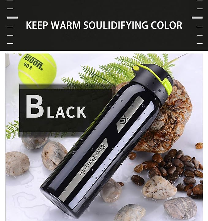 Stainless Steel Cycling Mug, Insulated Bike Water Bottle with Straw Lid & Flex Cap, BPA-Free, 18 Oz