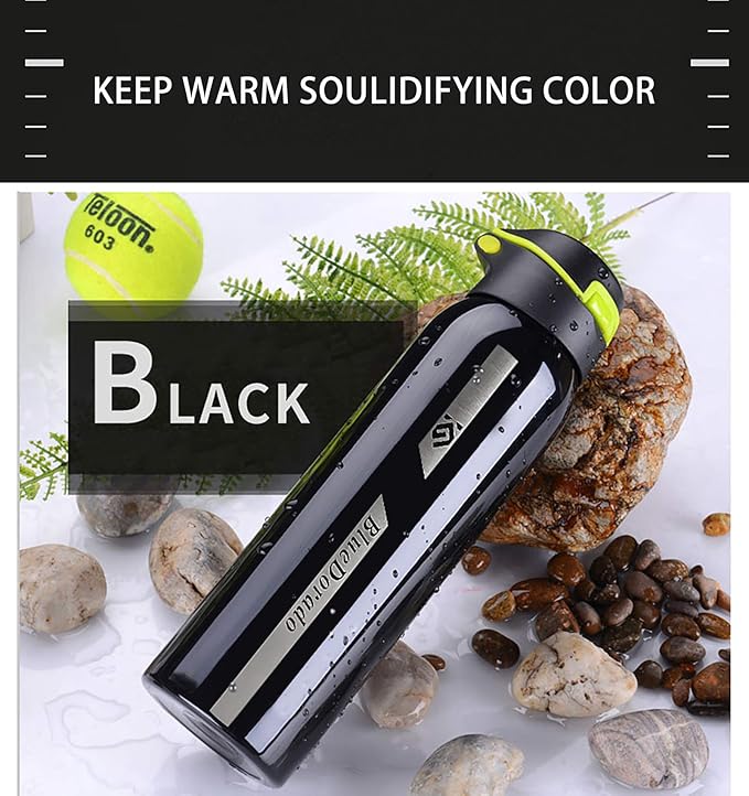 Stainless Steel Cycling Mug, Insulated Bike Water Bottle with Straw Lid & Flex Cap, BPA-Free, 18 Oz