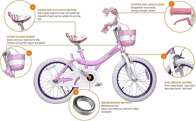 Royalbaby Princess Girls Kids Bike 12 14 16 18 20 Inch Children Bicycle with Basket for Age 3-12 Years