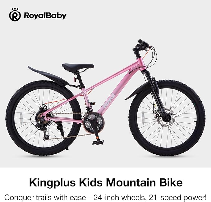 RoyalBaby Kids Mountain Bike for Boys and Girls, Ultra-Light Aluminum 20-24 Inch Wheel Bicycle for 6-14 Years Old Children, 7/21-Speeds Drivetrain