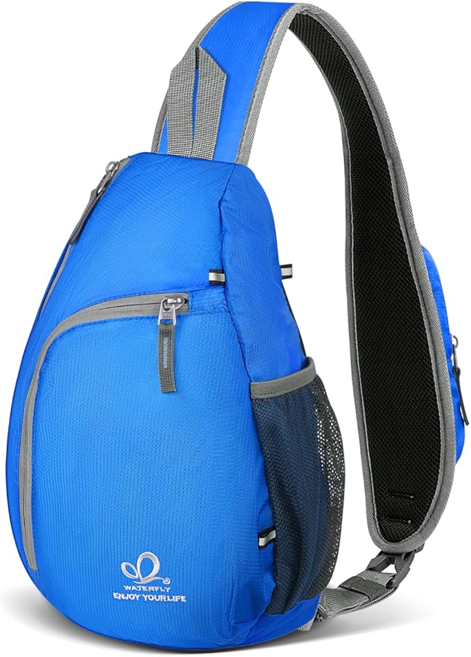 WATERFLY Crossbody Sling Bag Small Water Resistant Backpack Lightweight Shoulder Chest Daypack for Men Women Hiking Travel