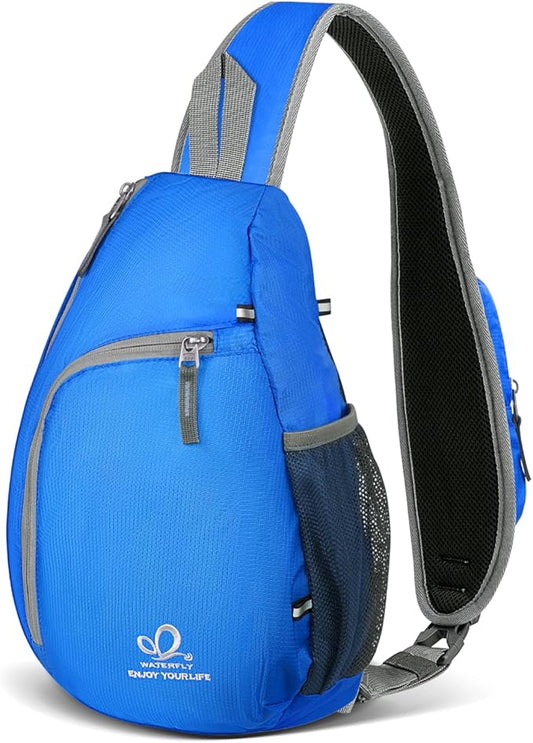 WATERFLY Crossbody Sling Bag Small Water Resistant Backpack Lightweight Shoulder Chest Daypack for Men Women Hiking Travel