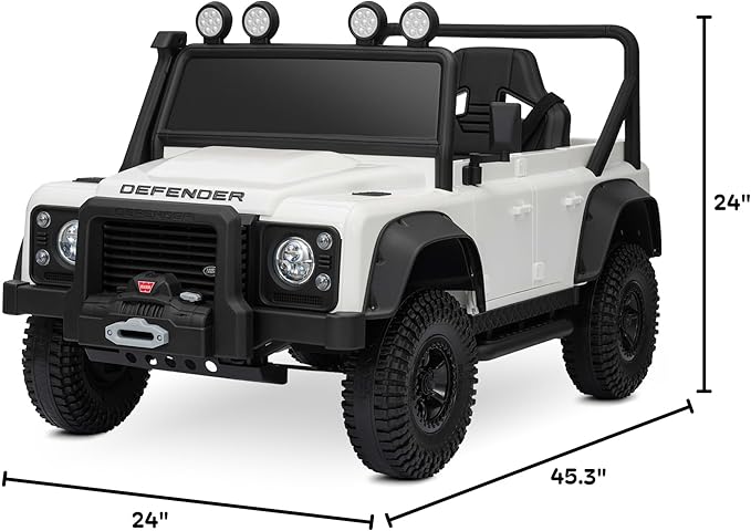 Kidzone Licensed Land Rover Defender 110 SVX 12V Ride On Car for Kids Ages 3–8, Electric SUV Toy with Parent Remote Control, Bluetooth Music, LED Headlights, Off-Road Wheels, White