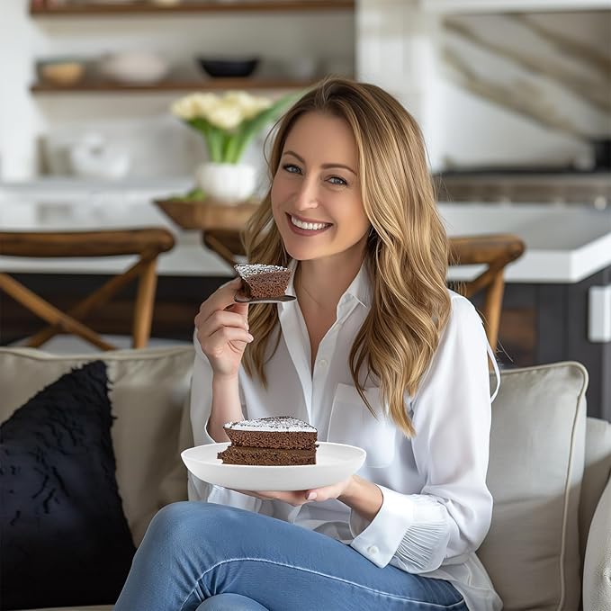 Homienly Wheat Straw Plates, 8 Inch Dessert Plates Set of 8, Unbreakable White Round Plate - Alternative to Plastic Plates, Lightweight Microwave and Dishwasher Safe Plate Set for Camping - White