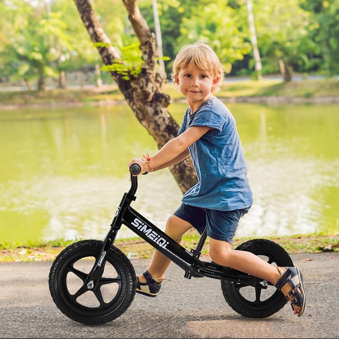 SIMEIQI 12" Balance Bike for Boys Girls 2 3 4 5 Years Old No Pedal Walking Balance Training Sports Bicycle for Kids Toddlers