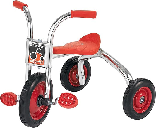 SILVERRIDER Toddler Trike, Kids Tricycle for Preschool, Daycare, Playground Kids Tricycles, Rubber Tires, Silver/Black, 10" Trike