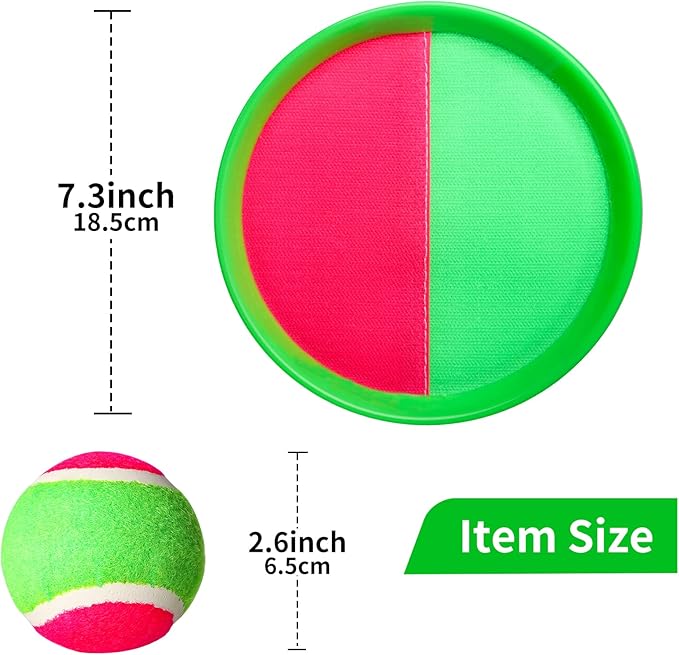 Toss and Catch Game Set,Ball Catch Set, Outdoor Beach Games for Playground Balls Summer Toy for Ages 4-8, Outside for Kids Boys Girl 4 Mitts & 4 Balls