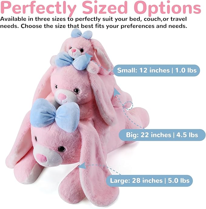 meowtastic Easter Bunny Weighted Stuffed Animals - Easter Rabbit Stuffed Animals, Large Bunny Weighted Plush Pillow - Cute Plush Toys Gifts for Kids & Adults (28" 5.0 lbs)