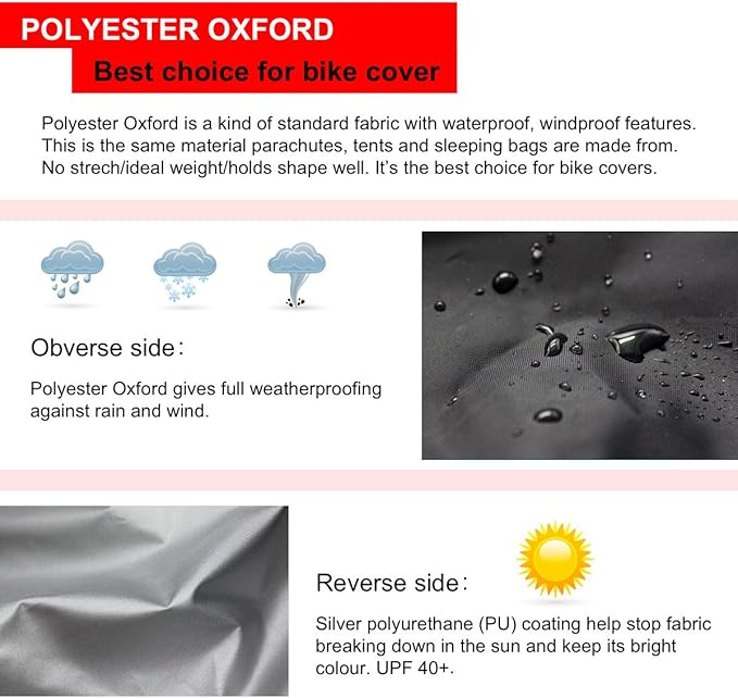 Tandem Bicycle Cover Extra Long Bike Storage Cover 2 Seater Trailer Bike Cover Waterproof Sun Protection