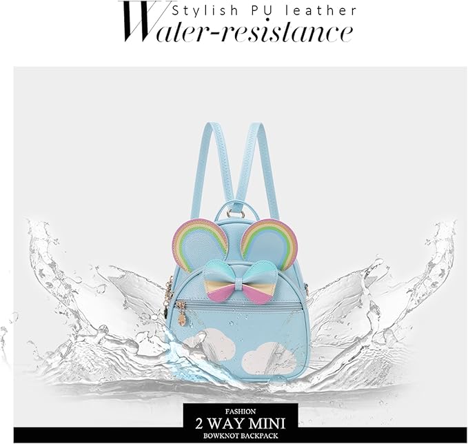 KL928 Girls Mini Backpack Bowknot Polka Dot Cute Small Daypacks Convertible Shoulder Bag Purse for Women