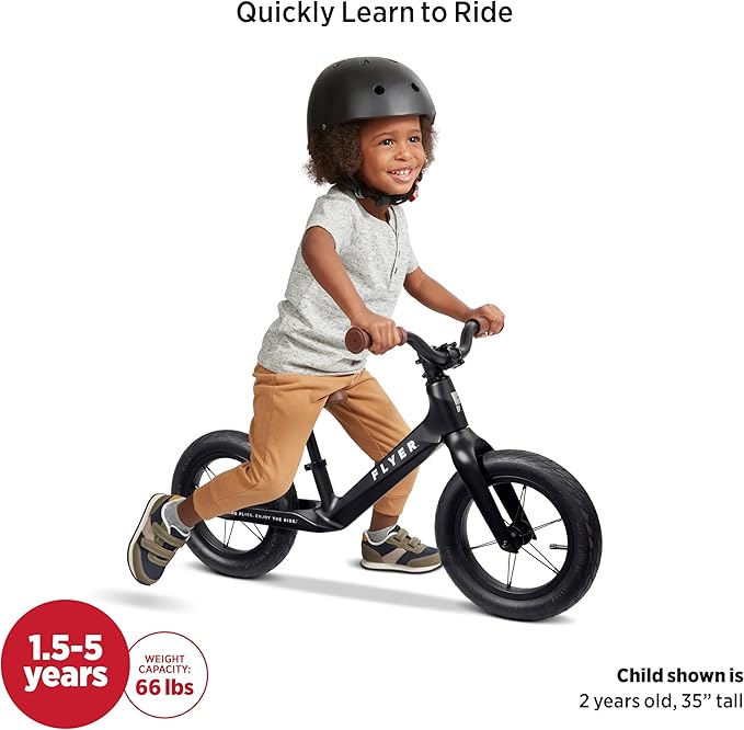 Radio Flyer Balance Bike, Baby Toy, Toddler Bike, Bicycle Toddler Toys, Baby Gifts, Flyer Ultra Lite Balance Bicycle Black, for Ages 1-.5-5 Years, Black