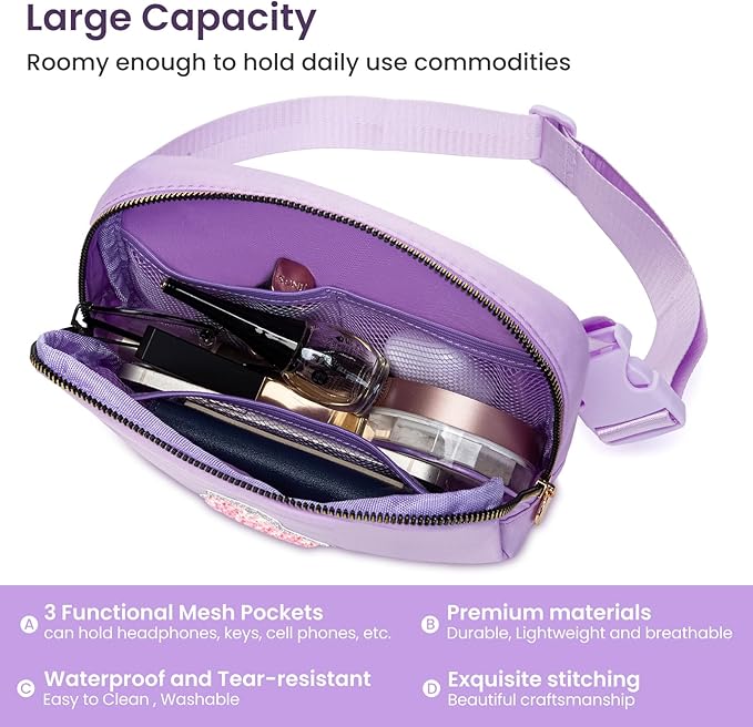 Cute Gifts for Girls Teens, Birthday Gifts for Sister Daughter Her, Travel Essentials, Teen Girl Essentials, Waist Packs Teen Trendy Stuff Belt Bag Crossbody Initial Letter Bag (Lavender, Z)