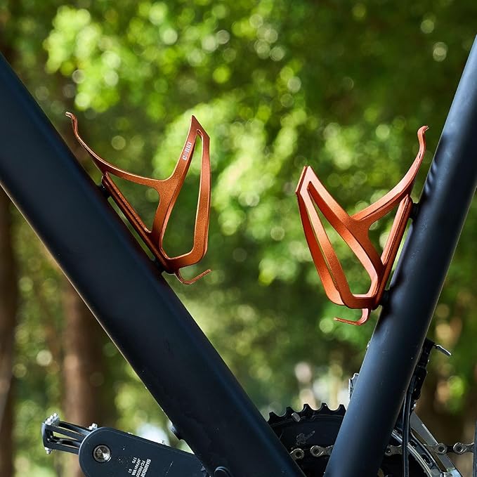 Corki Cycles Bike Water Bottle Holder Aluminum Alloy, Universal Bike Water Bottle Cage for Road, Mountain and Gravel Bikes -2 Pack - Orange