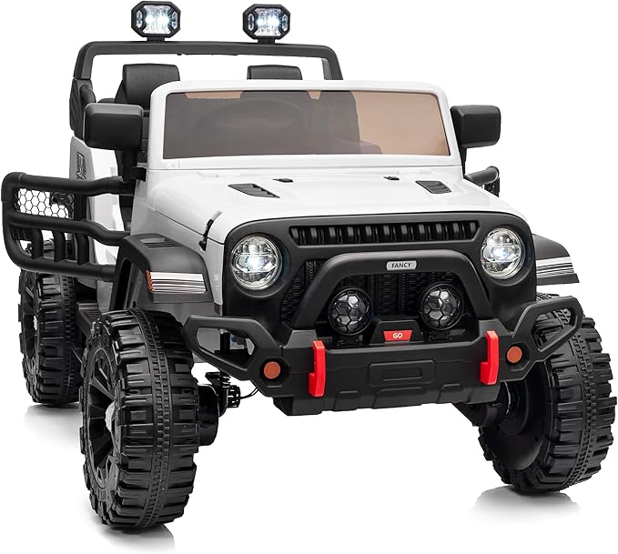 2 Seater Ride on Car for Kids, 12V Electric Car Ride on Toy for Kids Age 4-8 w/Remote Control, Capacity 150lbs - White