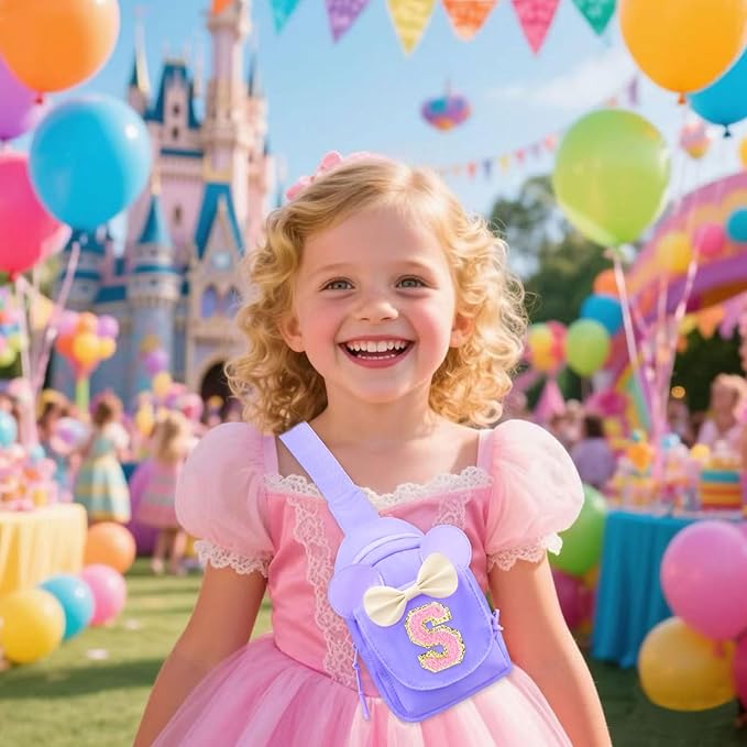 Girls Small Sling Bags for Kids - Girl Birthday Gifts for 3 4 5 6 7 8 9 10 Year Old Fanny Pack Belt Bag Personalized Small Initial Pink Sling Bag for Kid Girls Crossbody Bags Purse Purple D