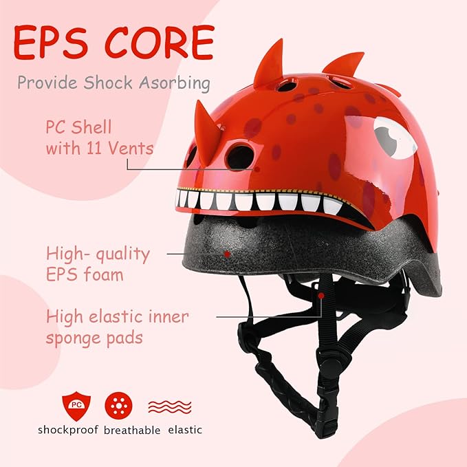 Kids Toddler Bike Helmet, Adjustable and Multi-Sport for Child Boys and Girls, 2 Sizes