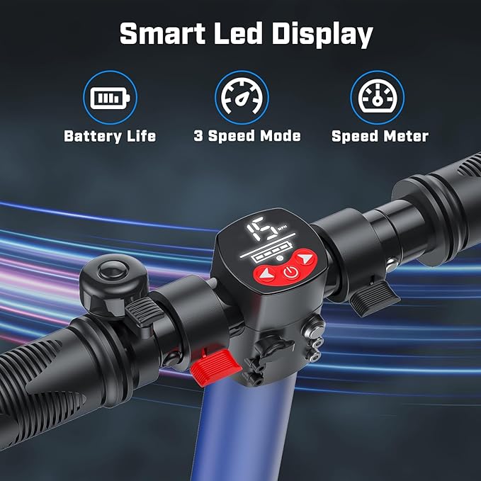 Caroma Electric Scooter for Kids Ages 6-14, 250W/180W/150W Motor & 15 Mph, 85 Mins Ride Time, Adjustable Height & Speed, LED Display, Kids Electric Scooter, Best Gifts for Boys & Girls