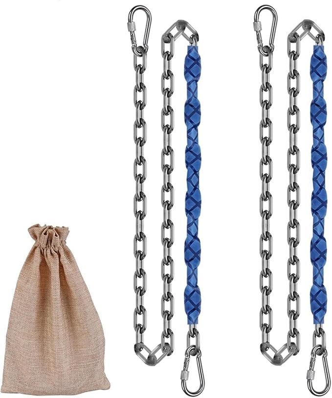 2 Stainless Steel Chains (84") Swing Chains, Heavy Duty Swing Hardware,4 Quick Connection Buckles, Indoor and Outdoor Playground Swings, hammocks, sandbags, 1000 lb Capacity Blue