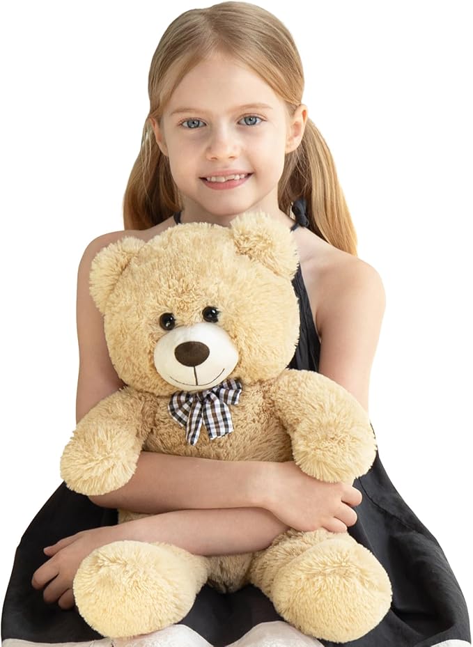MorisMos Bow Tie Teddy Bear Stuffed Animal, 20 Inch Classic Stuffed Bears Plush, Cuddly Hugging Bear Gift for Toddler, Kids, Baby Shower & Birthday, Brown