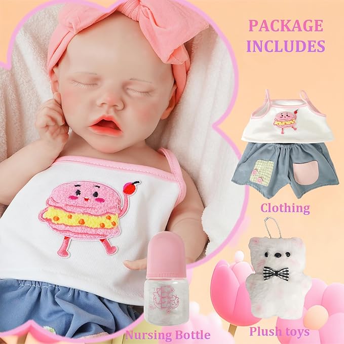 17.52 in Full Silicone Reborn Baby Dolls, 1:1 Lifelike Newborn Dolls Non Vinyl Realistic Reborn Toddler Dolls Boy Washable Sleeping Doll