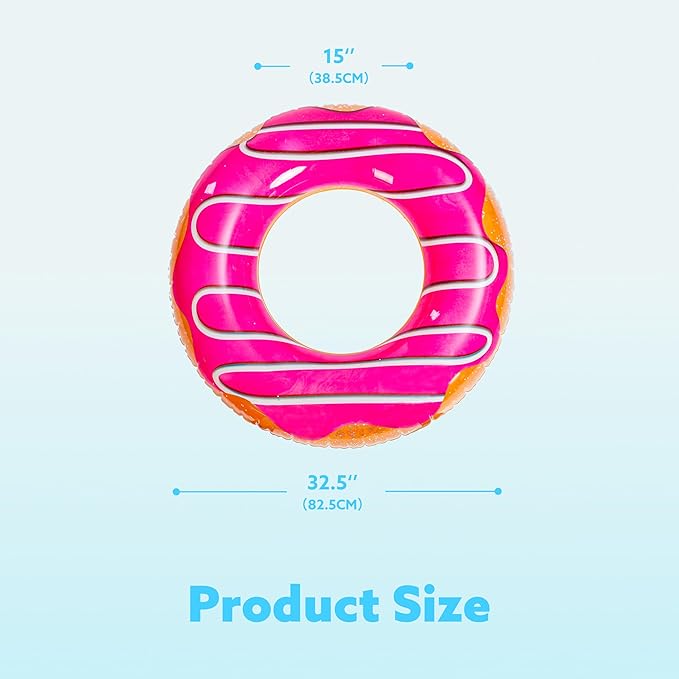 JOYIN Donut Pool Float with Glitters 32.5” (3 Pack), Funny Tube Toys for Swimming Pool Party and Donut Party Supplies
