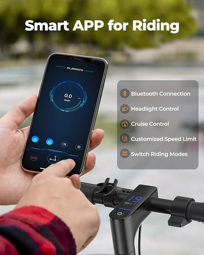 NAVIC Electric Scooter with Dual Suspension/Braking, 350W/500W Motor, 19/22 Mph, Max 22/27/49Mi Range, Foldable E Scooter for Adults with App