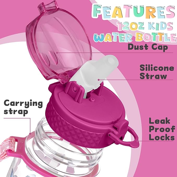 OLDLEY 17oz Kids Water Bottle for school Girls Boys, Water Bottle With Silicone Straw, Leak-Proof Tritan BPA-Free, Reusable water bottles for kids, Colorblock Butterflies