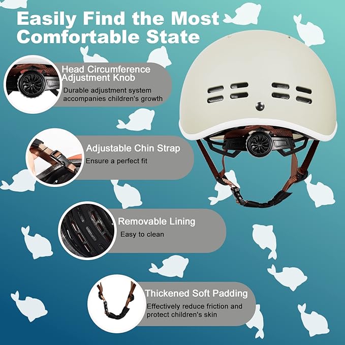 Kids Helmet, SIFVO Kids Bike Helmet Skateboard Helmet Scooter Helmet All-Round Protection Boys Girls Bike Helmet Kids to Youth Extended Visor Adjustable & Durable 51-55cm