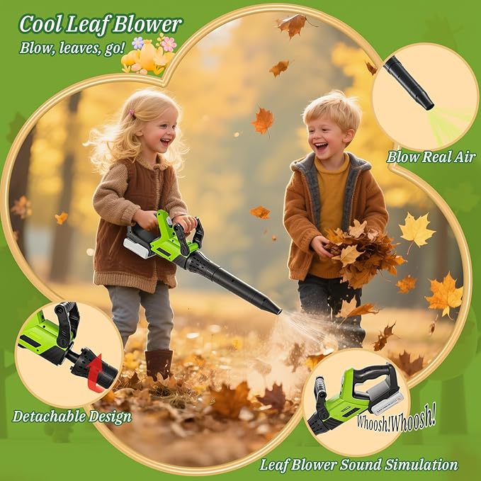 Kids Tool Set, 3-IN-1 Toddler Power Garden Tools with Sounds & Lights, Volume+/-, Toy Weed Wacker, Leaf Blower & Hedge Trimmer, Outdoor Play Toy Tools, Christmas Birthday Gifts for Boys 3 4 5 6 7 8+