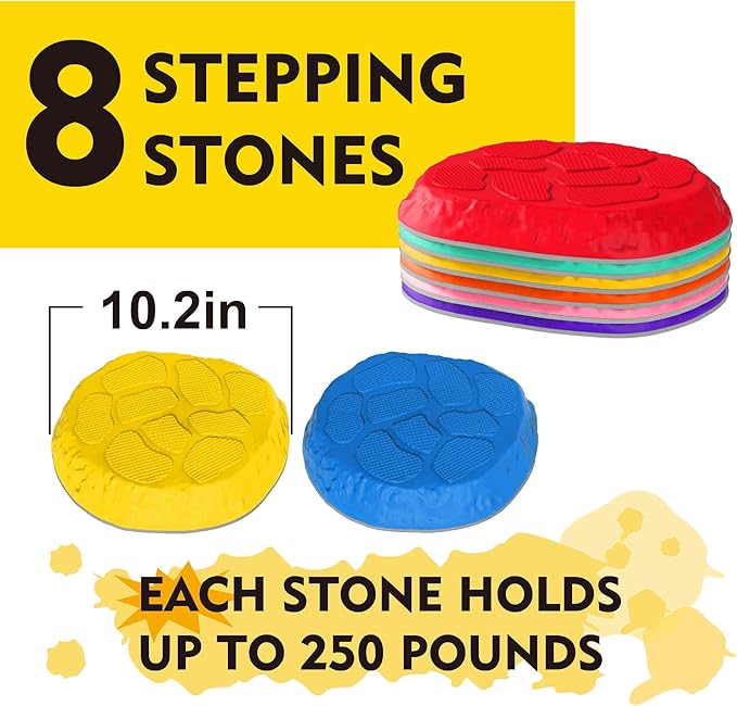 Stepping Stones for kids,8/12 PCS Durable Non-Slip Balance Stones Indoor Outdoor toys for toddlers develope Kids Balance and Coordination Skills