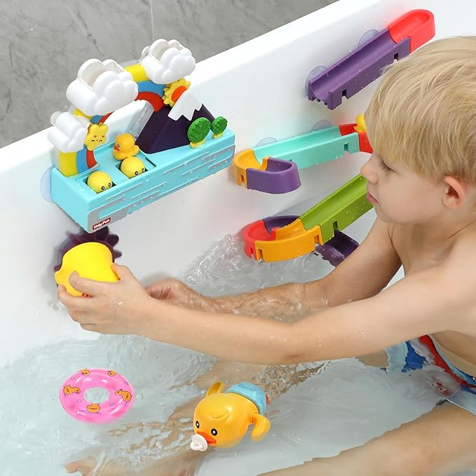 Bath Duck Toy with Light and Music, Toddlers Bathtub Toy with Marble Run, Floating Swimming Duck, Baby Shower Toy